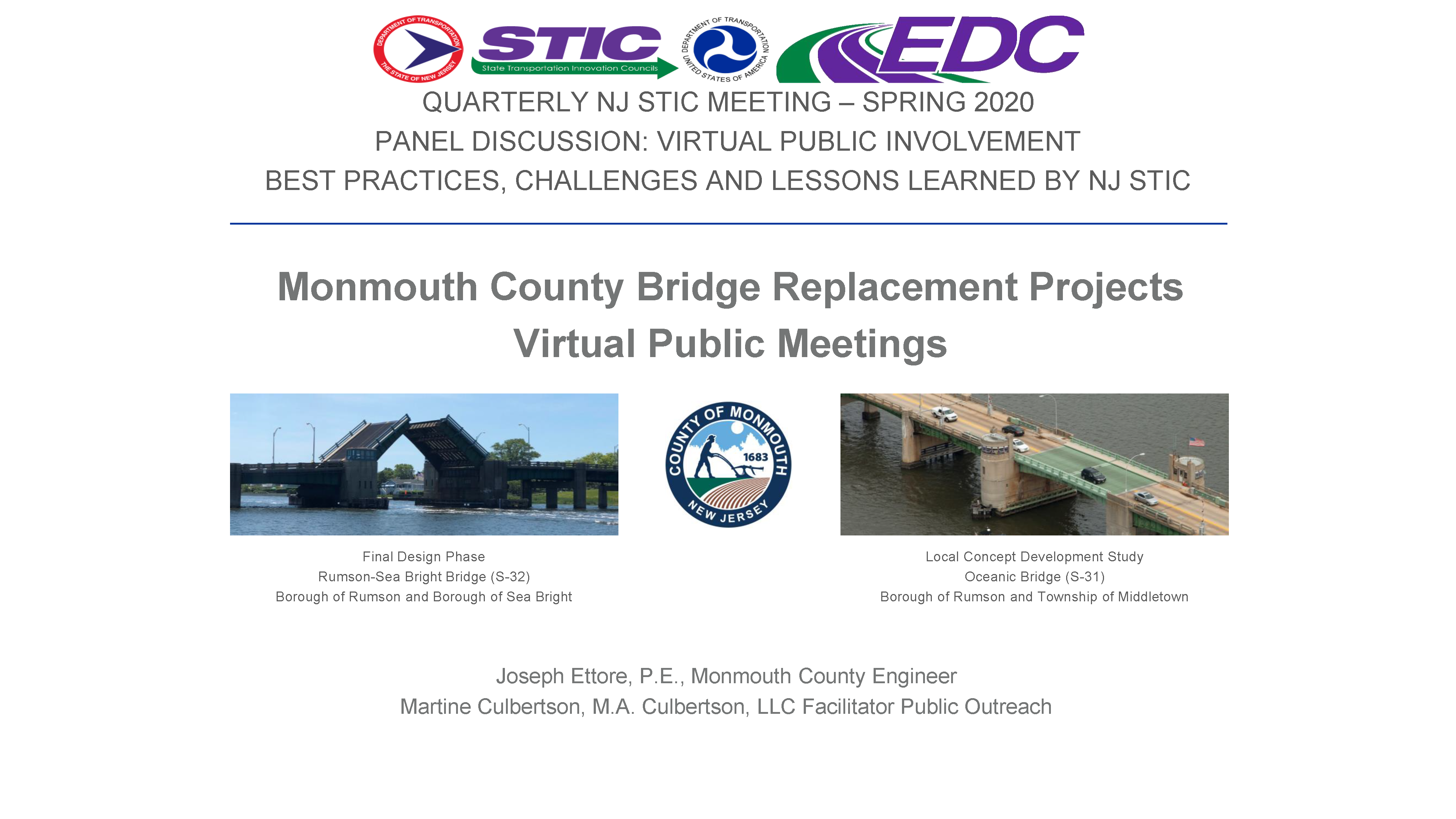 Monmouth County Bridge Replacement Project Virtual Public Meeting