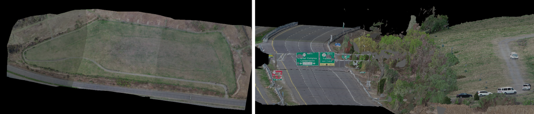 Figure 1. Route 29 & Duck Island Landfill. Requested by Environmental for 2D topographical purposes. The most cost-efficient method to fulfill the original 50+ acre objective was to fly the area with a photographic drone and create a model from the photos (Flown by the NJDOT Aeronautics Unit). Shown above are 2 views of the resulting 3D model.