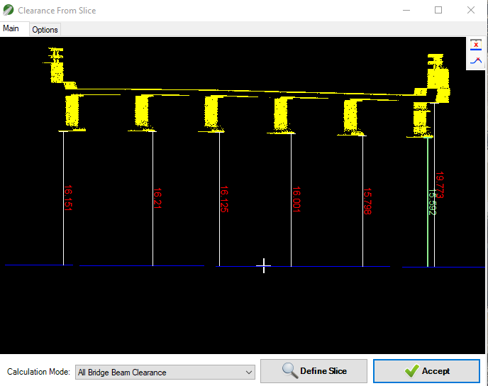 Figure 6. Measuring and calculating bridge clearances takes seconds when using a 3D point cloud model, and no one had to step into the road to do it.