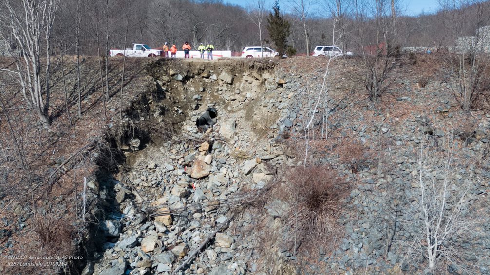 NJDOT used a drone to safely photograph the full extent of the soil erosion