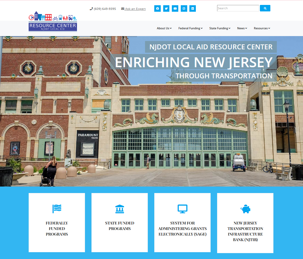 The NJDOT Local Aid Resource Center website provides links to information on the Design Assistance Program