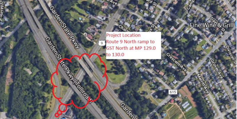 Drones were used to inform a Concept Development Study of traffic congestion on Route 9 Northbound at the ramp to the Garden State Parkway.