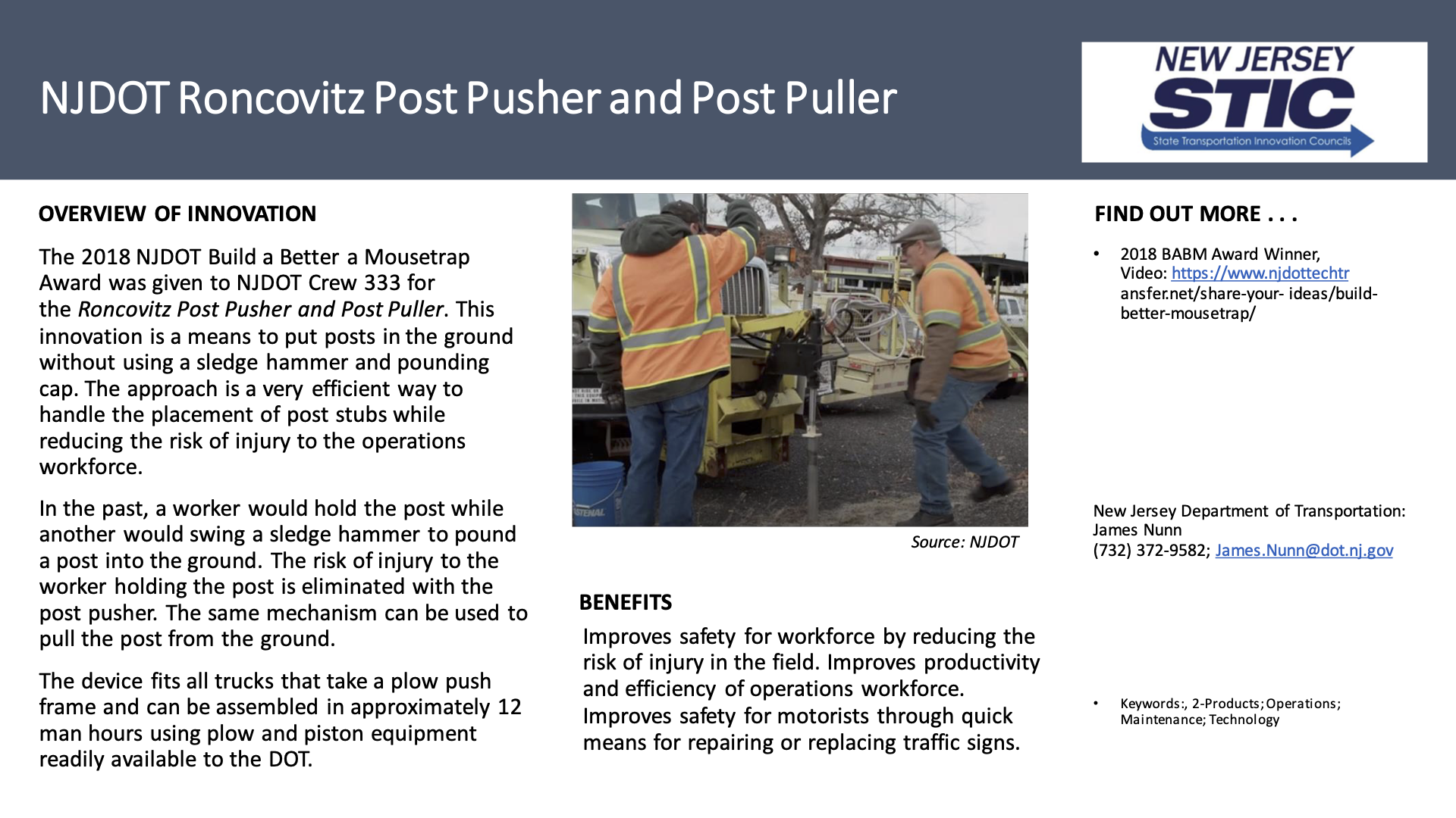 BABM-NJDOT Roncovitz Post Pusher and Post Puller​