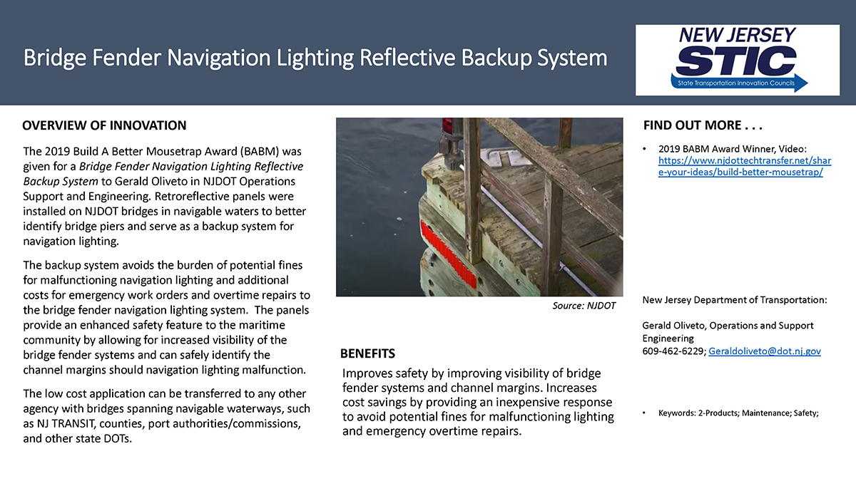 Bridge Fender Navigation Lighting Reflective Backup System