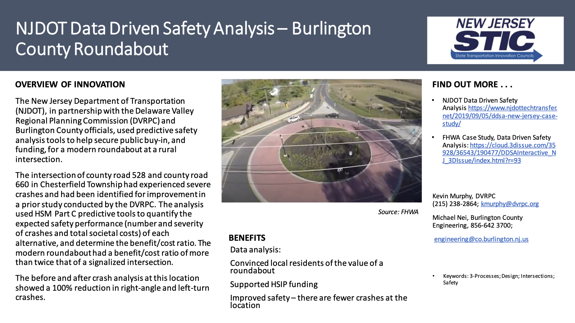 DDSA NJDOT Data Driven Safety Analysis – Burlington County Roundabout