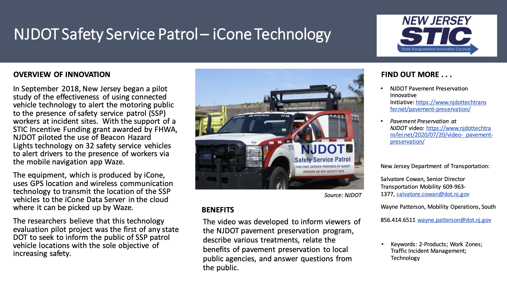 NJDOT Safety Service Patrol – iCone Technology