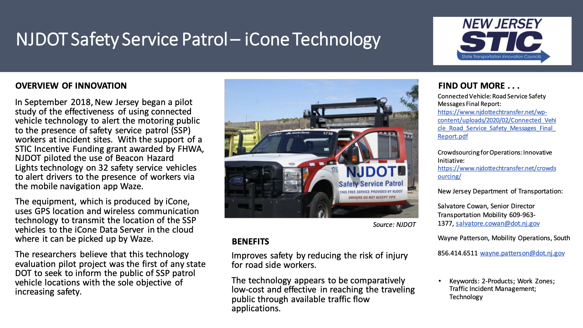 NJDOT Safety Service Patrol – iCone Technology