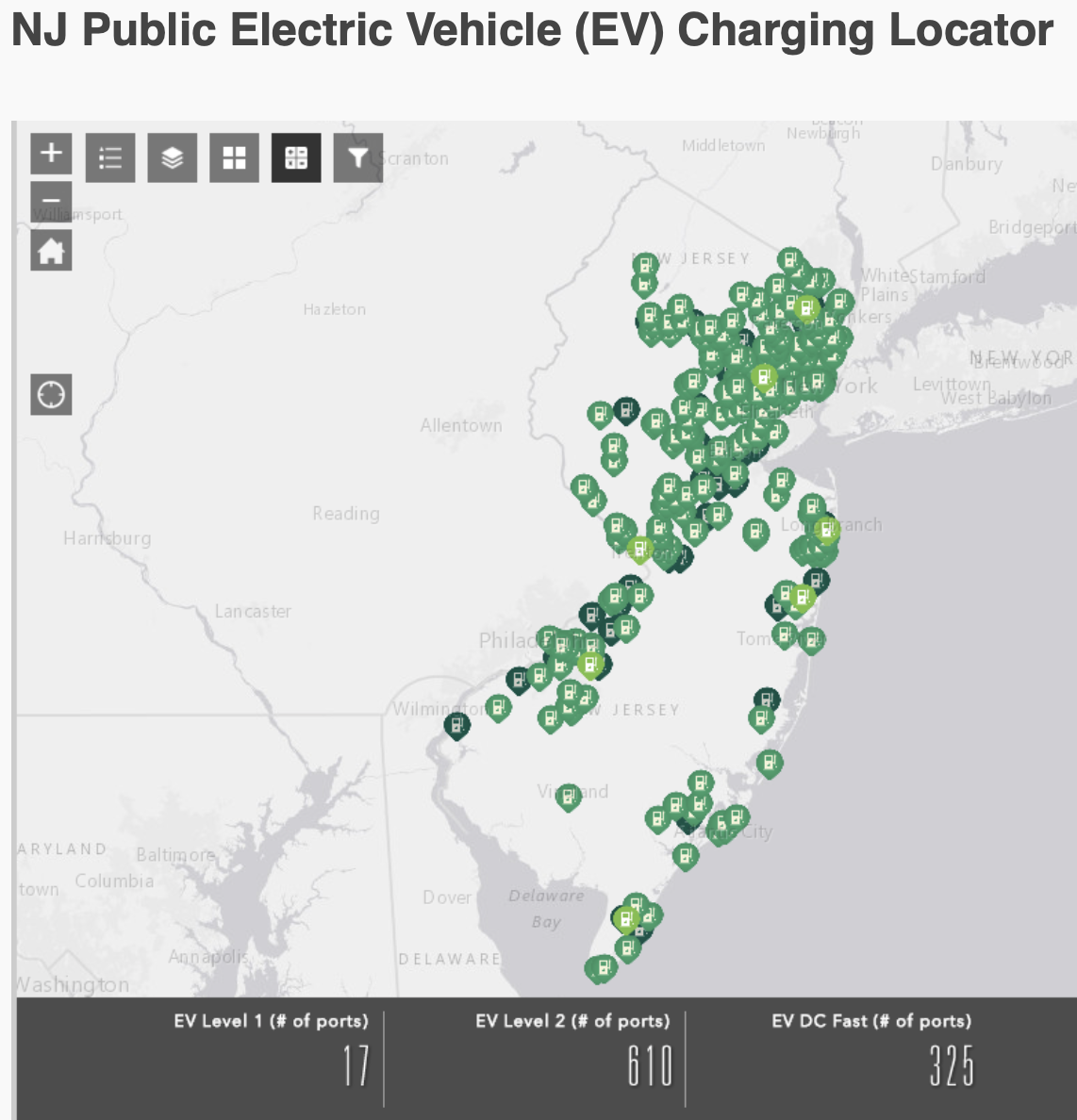 One aspect of NJ’s EV conversion plan is to develop a robust network of fast chargers, which is already underway. Source: NJDEP.