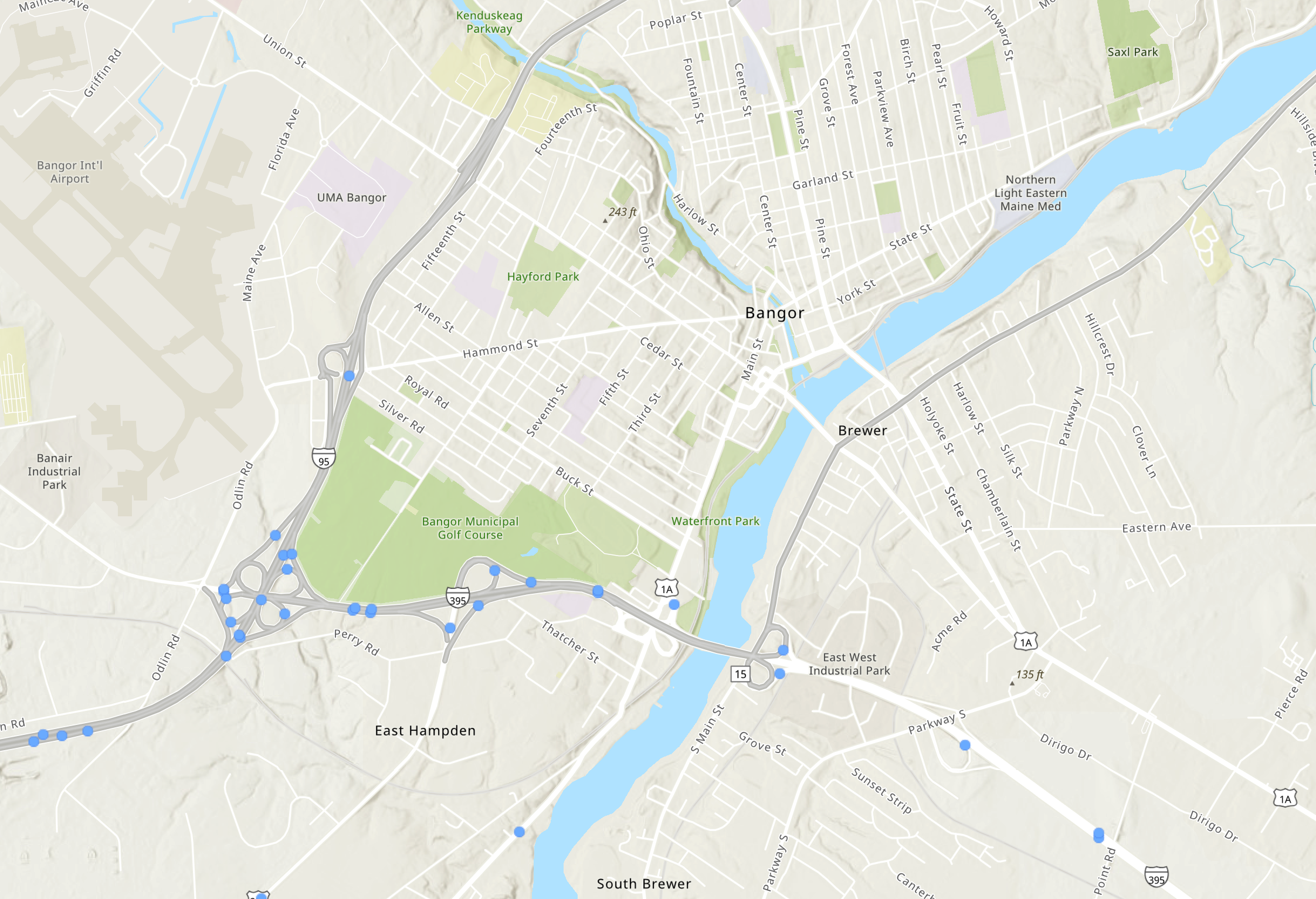 Figure 6. MaineDOT’s Cross Culvert’s GIS layer shows culverts slated for upgrades. Courtesy of MaineDOT