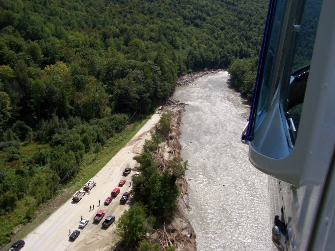 Figure 5. A segment of VT-107 damaged by Tropical Storm Irene, which motivated the development of the Transportation Resilience Planning Tool (TRPT). Courtesy Vermont Agency of Transportation.