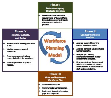 Workforce Planning Model in Texas identifies key steps in phases.