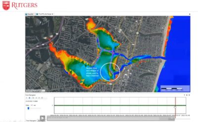 Dr. Miskewitz shared examples of the model's visualizations of accretion and changes in shoals over time.