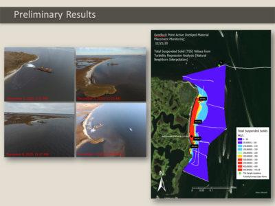 Dr. Barone illustrated how UAS aerial surveys illustrated visible plumed before, during and after dredging.