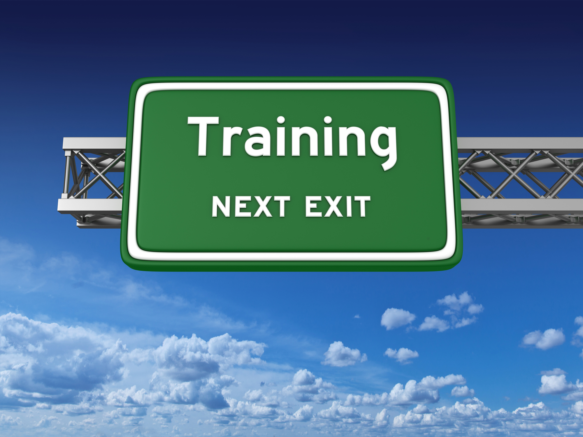 Training Concept Highway Sign - 3D Rendering
