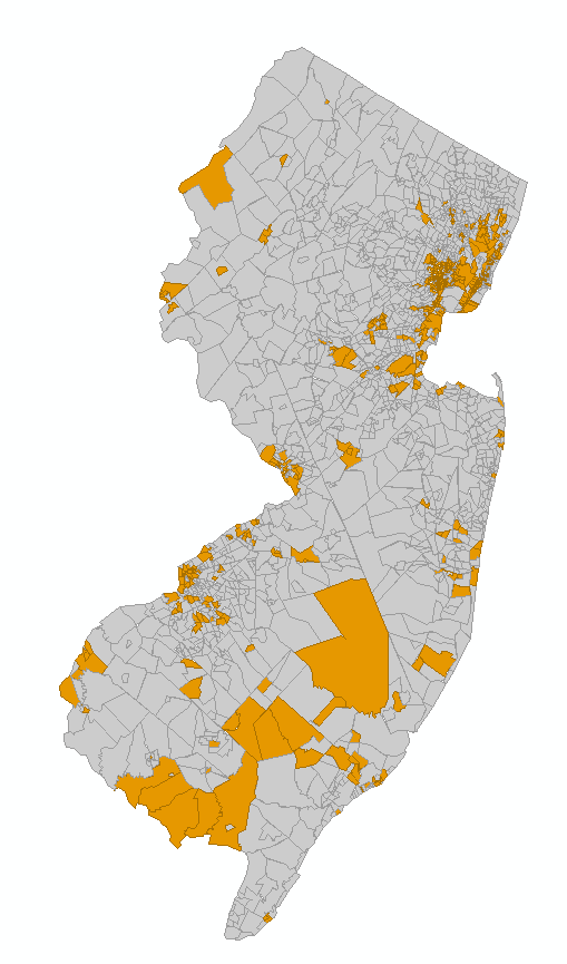 USDOT’s Disadvantaged Communities map of New Jersey Census Tracts illustrates several places (in yellow) that should inform project planning that is aligned with the Justice40 Commitment