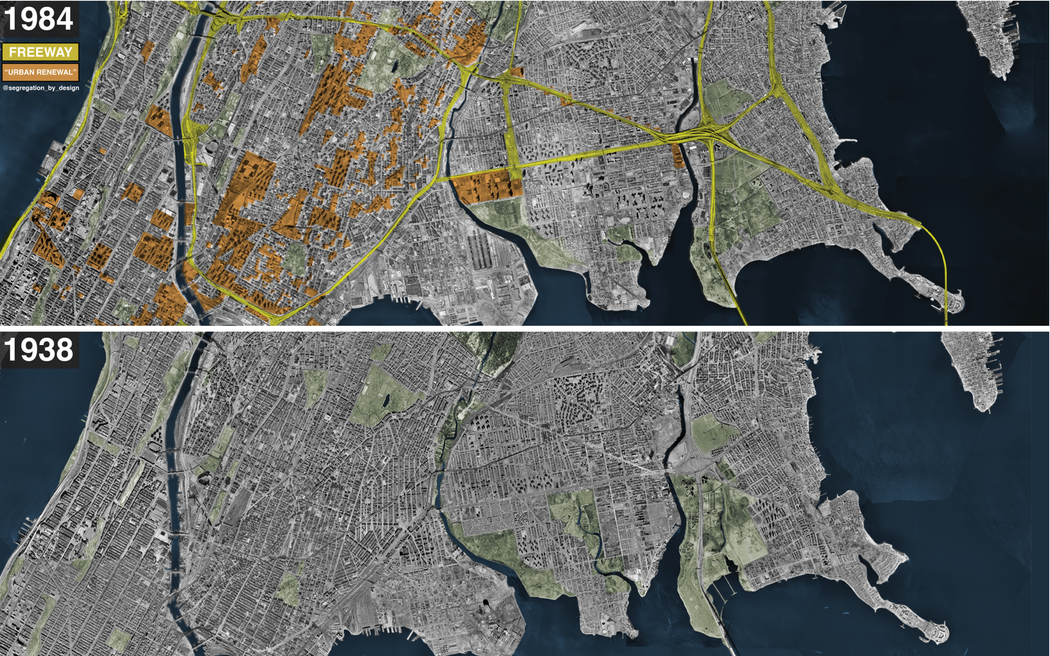 Freeway and Urban Renewal in the Bronx. Provided with permission from Segregation by Design.