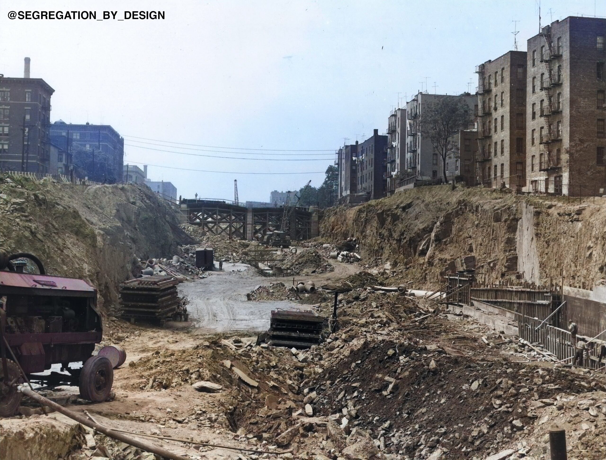 Below Grade Portion of Cross Bronx Expressway under construction, provided with Permission from Segregation by Design