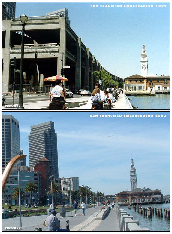 Before and After Replacing the Embarcadero, Courtesy of the San Francisco Planning Department
