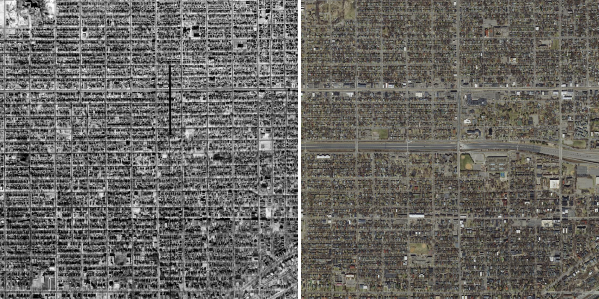 Rondo Neighborhood 1953 (left), 2020 (right), courtesy of Ramsey County, Minnesota
