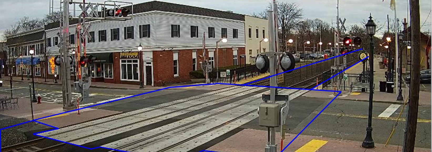 Zone for AI to look for trespassing at railroad crossing