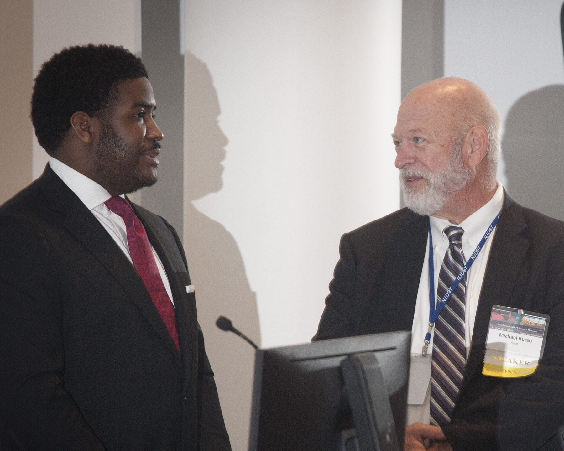 Keith Benjamin, FHWA Associate Administrator for Highway Policy and External Affairs with Assistant Commissioner Michael Russo. Photo by Steve Goodman.