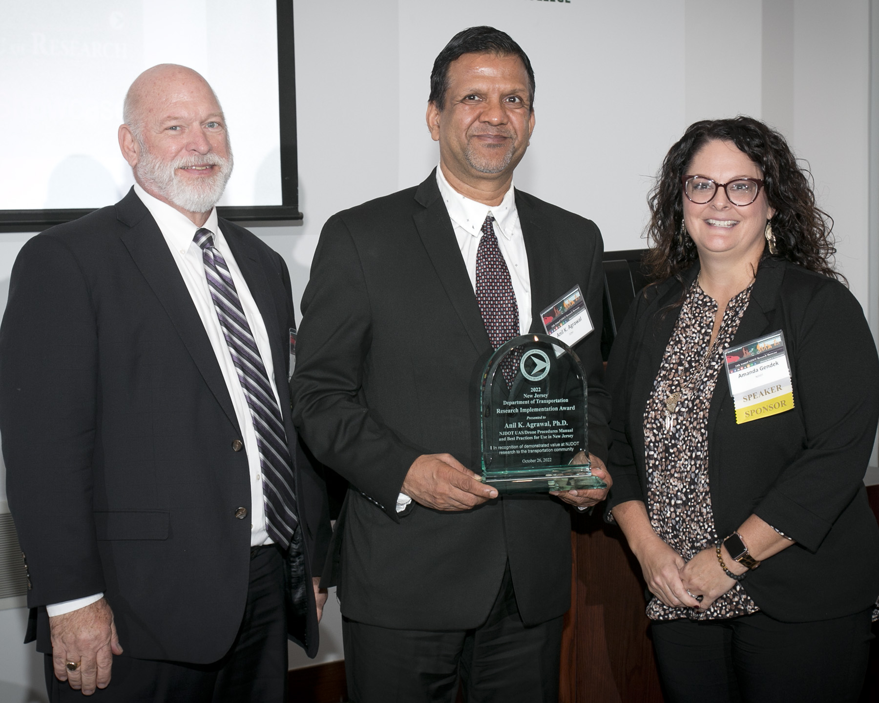 2022 NJDOT Research Implementation Award, Anil Agrawal, City College of CUNY, NJDOT UAS/Drone Procedures Manual and Best Practices for Use in New Jersey. Photo by Steve Goodman.