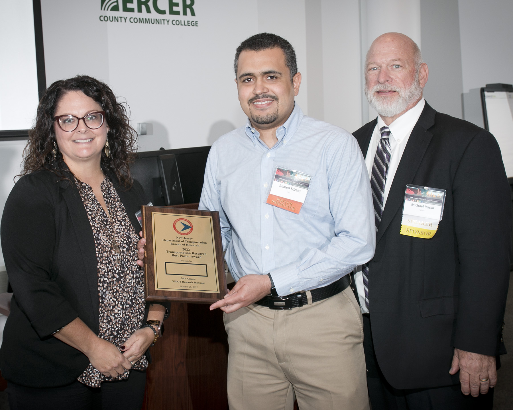Best Poster Award Recipient, Ahmed Edrees, New Jersey Institute of Technology, Minimizing Total Cost of Work Zones on Two-Lane Roads with Managed Lanes. Photo by Steve Goodman.