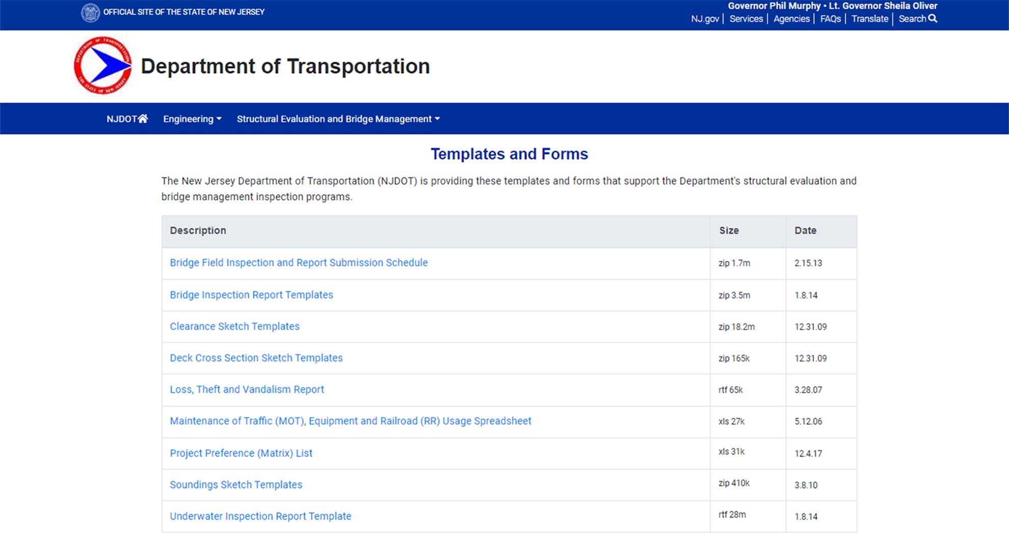 NJDOT Templates and Forms